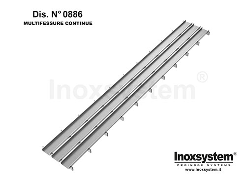 Tileable bent sheet metal, satin finish, thk. 2 mm, multislot design with heelsafe slots in stainless steel