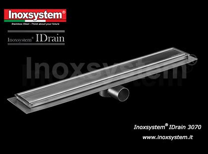 Linear drain with odor trap and removable satin finish grating with two side slots