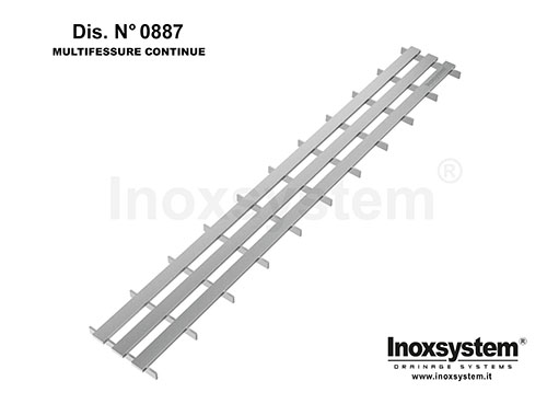 Rejilla multislot con barras de espesor 8 mm, ranuras continuas estándar de 20 mm DIBUJO 0887