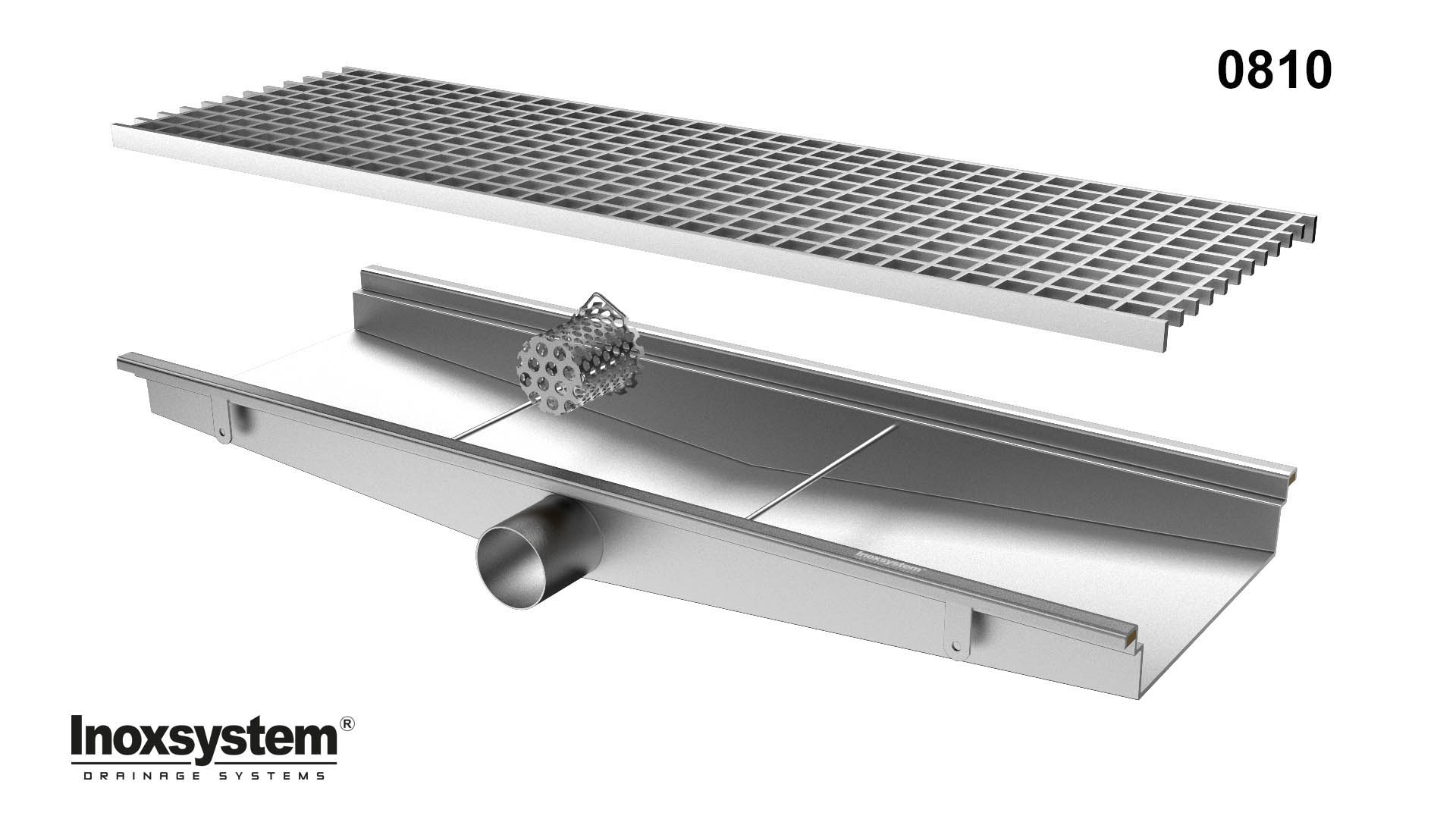 Canaleta de desagüe de Acero inox con rejilla perfilada 100 cm mod. Doric