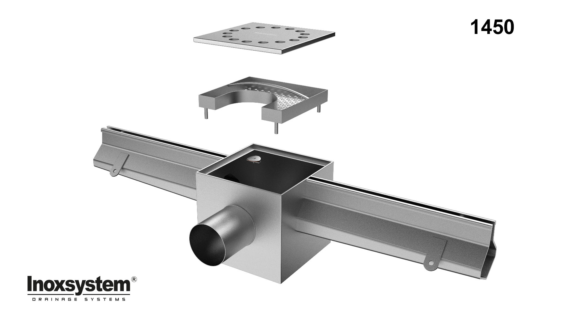 Drainage channel with grating - 2150 - Inoxsystem S.r.l. - inox / for  kitchen / floor