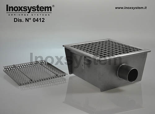 Sumidero sifónico de acero inoxidable - 0113 - Inoxsystem S.r.l. - para  terraza / para aplicaciones industriales / con rejilla