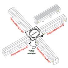 drawing Siphoned floor drain with vertical outlet and filter basket, inclusive of one inlet flange in stainless steel