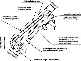 drawing of slot channel inoxsystem infinity in stainless steel