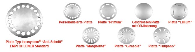 Inoxsystem bietet auf Anfrage verschiedene Typen von Platten an