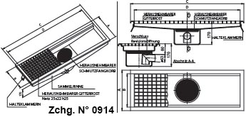 Kastenrinne in edelstahl mit gitterrost