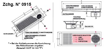 Kastenrinne in edelstahl mit gitterrost