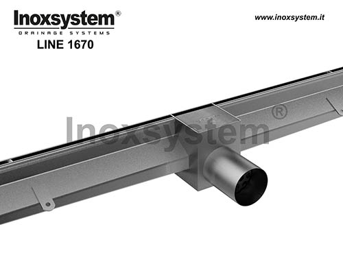 Slot channels wide offset slot, vertical edges without odor trap in stainless steel