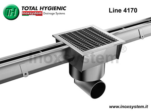 Total Hygienic channel with Antibacterial and antislip grating, removable rat proof filter basket and odor trap pipe