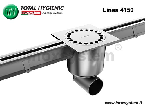 Canaletas con ranura estándar, sumidero Total Hygienic con tubo sifónico y cestillo extraíbles