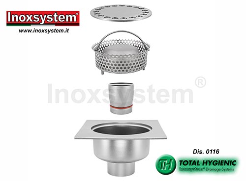 Siphons sol avec tuyau de sortie verticale et panier amovibles en acier inoxydable