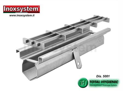 Caniveau de drainage avec bords satinés, grille multi-slot en acier inoxydable